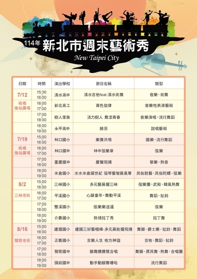 米倉國小參加「114年度新北市週末藝術秀」展演,邀請全校親師生到場參與盛會!圖片